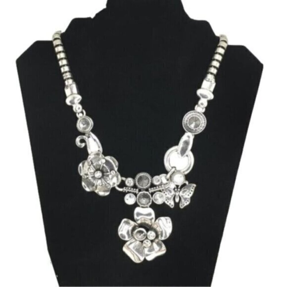 Vintage Art Nouveau Steam Punk Chunky Floral Botanical Grandeur Necklace